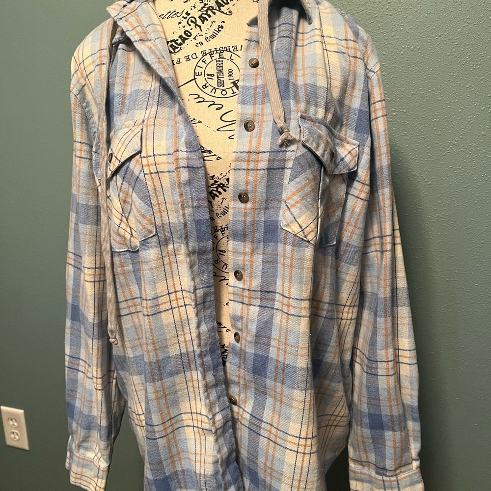 Plaid flannel with hood